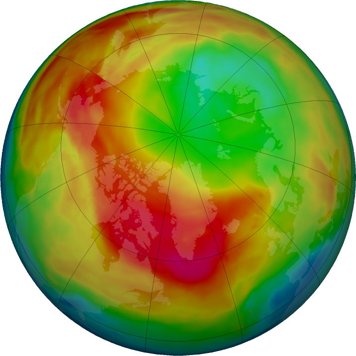 Arctic ozone map for 27 January 2024